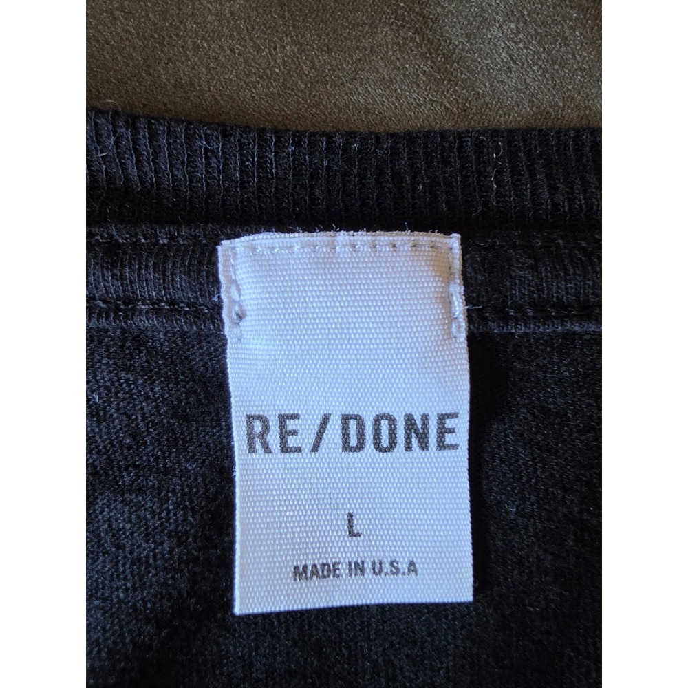 RE/DONE Women's Black 100% Cotton Crew Neck T-Shirt Size L Short Sleeve Tee - Picture 3 of 6